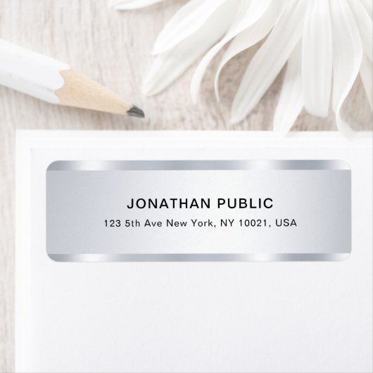 Silver Look Template Moderne Glamour Rücksendeadre (Insitu)