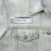 Silver Look Template Modernes handgeschriebenes Sk Namensschild (Beispiel)