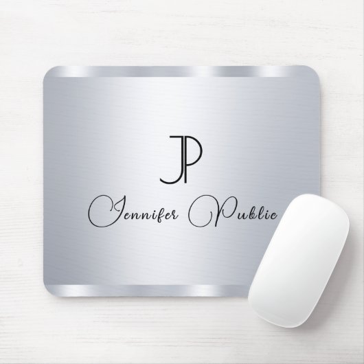 Silver Look Template Monogram Initial Typografy Mousepad (Mit Mouse)