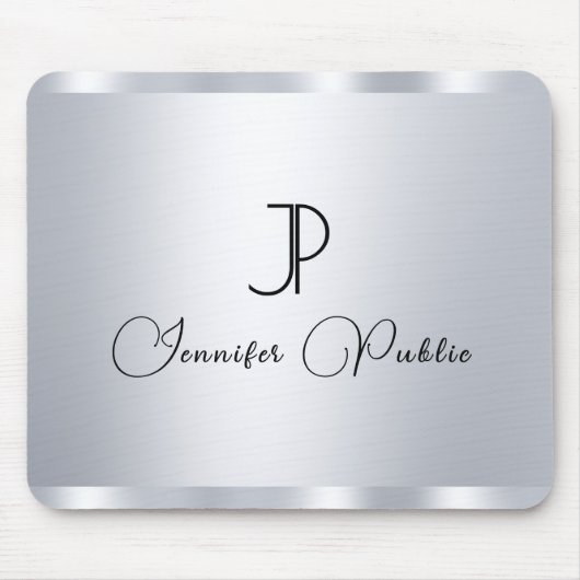 Silver Look Template Monogram Initial Typografy Mousepad (Vorne)