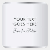 Silver Look Template Typografie Script Modern Quadratischer Aufkleber (Vorderseite)