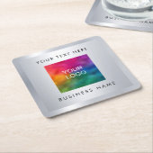 Silver Look Upload des Logos für Unternehmen Rechteckiger Pappuntersetzer (angewinkelt)