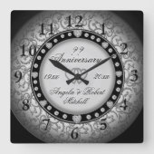 Silver Look zum Jubiläum Quadratische Wanduhr (Vorderseite)