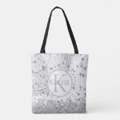 Silver Lotus Mandala Glitzer Stars Monogram Tasche (Rückseite)