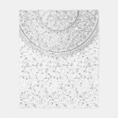 Silver Lotus Mandala mit Silberstern auf Weiß Fleecedecke (Vorderseite)