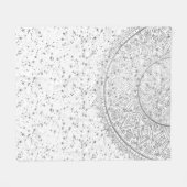 Silver Lotus Mandala mit Silberstern auf Weiß Fleecedecke (Vorderseite (Horizontal))