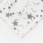 Silver Lotus Mandala mit Silberstern auf Weiß Fleecedecke (Ecke)