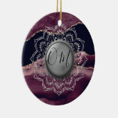 Silver Lotus OM Mandala Lavender Marble Keramik Ornament (Rechts)