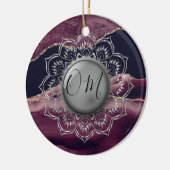 Silver Lotus OM Mandala Lavender Marble Keramik Ornament (Links)