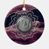 Silver Lotus OM Mandala Lavender Marble Keramik Ornament (Hinten)