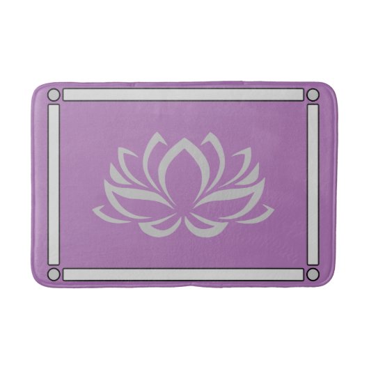 Silver Lotus on Lavender Bath Mat Badematte (Vorderseite)