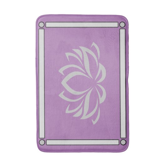 Silver Lotus on Lavender Bath Mat Badematte (Vorderseite Vertikal)