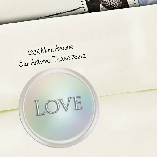 Silver Love Envelope Seal Runder Aufkleber