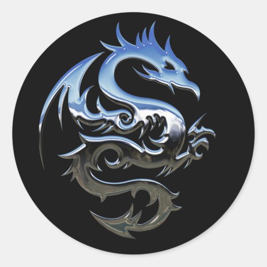 Silver Lucky Dragon Black Stickers (Vorderseite)