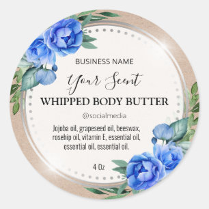 Silver Luxury Kraft Vintage Body Butter Labels Runder Aufkleber