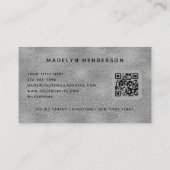 Silver Luxury QR Code Beruflich Monogram Visitenkarte (Rückseite)