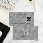 Silver Luxury QR Code Beruflich Monogram Visitenkarte