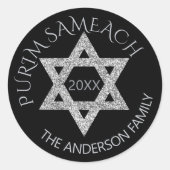 Silver Magen David Custom Purim jeden Urlaub Runder Aufkleber (Vorderseite)