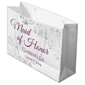 Silver & Magenta auf der Hochzeit der weißen Trauz Große Geschenktüte (Vorderseite Schrägansicht)