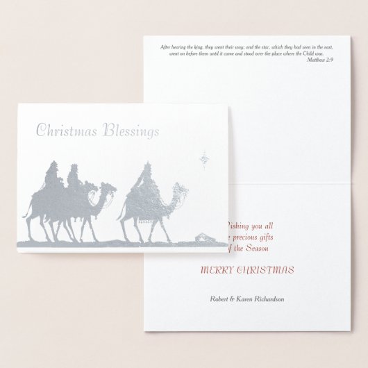 Silver Magi und Star Weihnachten Folienkarte (Anzeige)