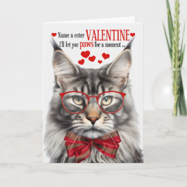Silver Maine Coon Cat Feline Spaß Valentinstag Feiertagskarte