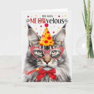 Silver Maine Coon Tabby Cat MEOWvelous Birthday Karte