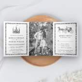 Silver Mairytale Castle Princess Hochzeit Dreifach Gefaltete Einladung