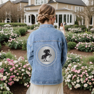 Silver Majestic Bucking Horse Denim Jacket Jeansjacke
