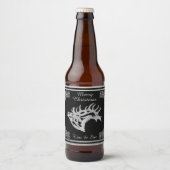 Silver Majestic Bull Elk Silhouette Bierflaschenetikett (Vorderseite)