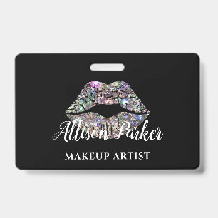 Silver MAKEUP ARTIST Logo Kiss Name Ausweis
