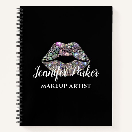 Silver MAKEUP ARTIST Logo Kiss Name Notizblock (Vorderseite)