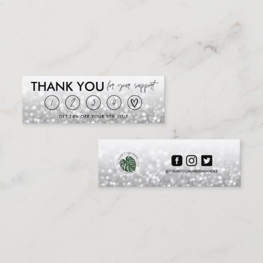 Silver Makeup Hair dank Loyalty Card Mini Visitenkarte (Vorne/Hinten)