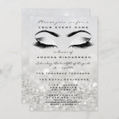 Silver Makeup White Glitzer 16. Brautparty Einladung (Vorne/Hinten)