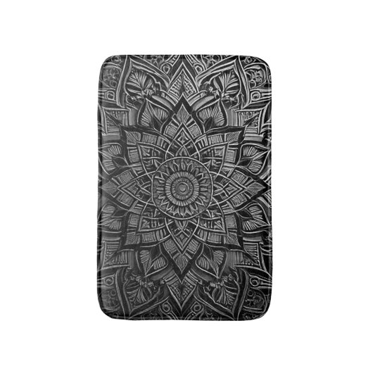 Silver Mandala Bath Mat Badematte (Vorderseite Vertikal)