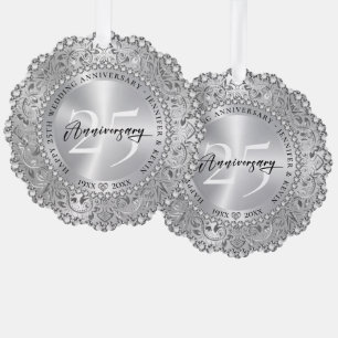 Silver Mandala Bling zum 25. Hochzeitstag Ornament Karte