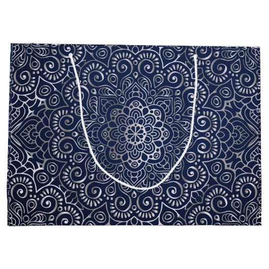 Silver Mandala Große Geschenktüte (Rückseite)