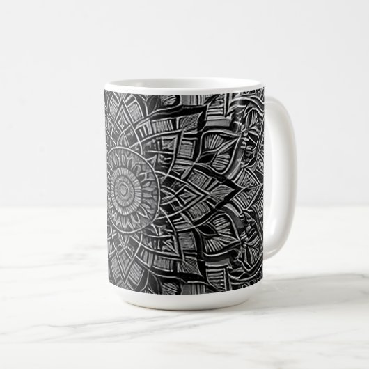 Silver Mandala Mug Kaffeetasse (VorderseiteRechts)