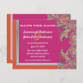 Silver Mandarine & Fuchsia Wedding Save the Date Einladung (Vorne/Hinten)