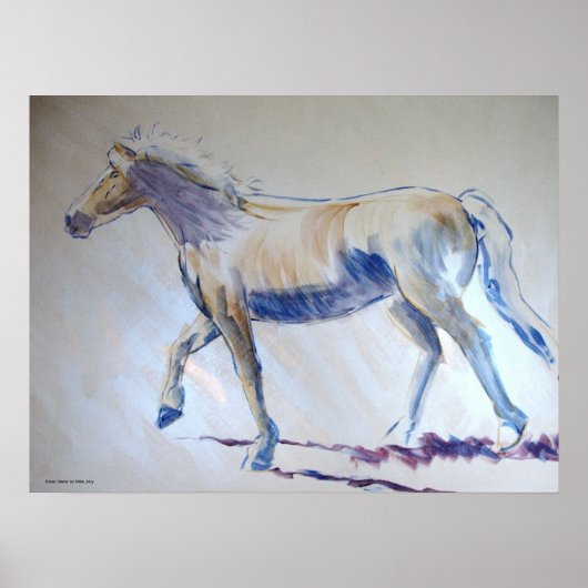Silver Mane Horse Walking Akrylic Painting Poster (Vorne)