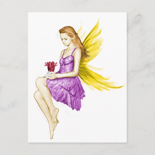 Silver Maple Tree Fairy Holding Blume Postkarte (Vorderseite)