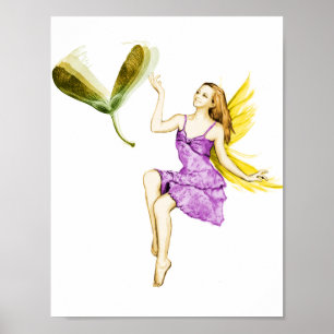 Silver Maple Tree Fairy Tossing Seeds Poster