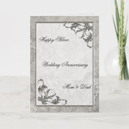 Silver Marble 25. Wedding Anniversary Card Karte