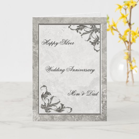 Silver Marble 25. Wedding Anniversary Card Karte (Gelbe Blume)