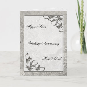 Silver Marble 25. Wedding Anniversary Card Karte