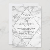 Silver Marble Art Deco Geometrisches Schieferhochz Einladung (Vorderseite)