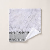 Silver Marble Diamond Bling Badhandtuch Set (Waschlappen)