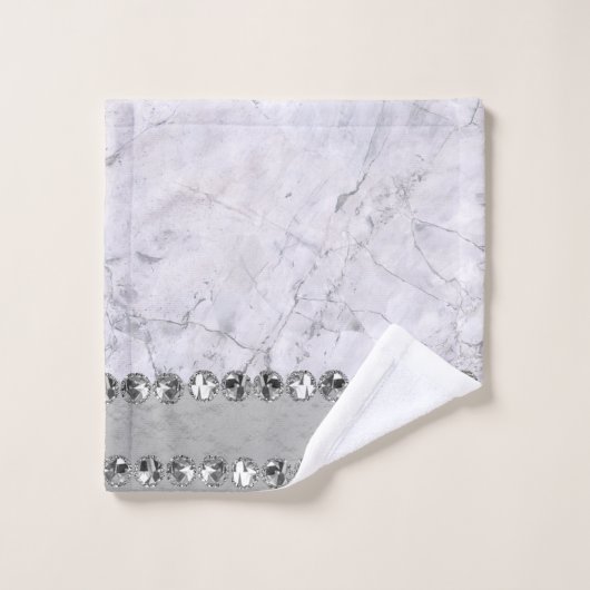 Silver Marble Diamond Bling Badhandtuch Set (Waschlappen)
