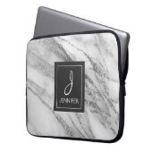 Silver Marble Elegant Monogram Laptopschutzhülle (Vorderseite Links)