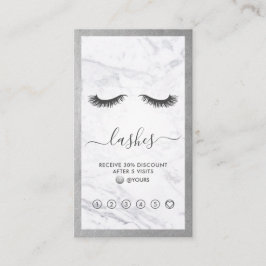 Silver & Marble Eyelash Beauty Loyalty Vertikal Visitenkarte