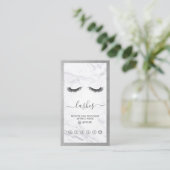 Silver & Marble Eyelash Beauty Loyalty Vertikal Visitenkarte (Stehend Vorderseite)